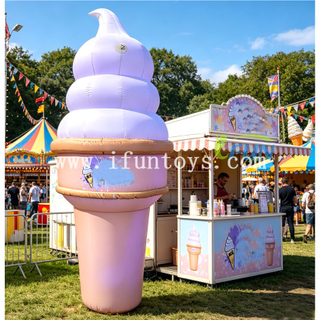 Giant Inflatable Ice Cream Cone Model Custom Advertising Inflatable Food Balloon Air Blown Ice Cream Prop for Outdoor Event Store Promotion