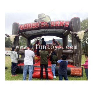 Party Rental Mechanical Bull with Western Themed Inflatable Air Mattress Bull Ride Mechanical Rodeo Game for Event