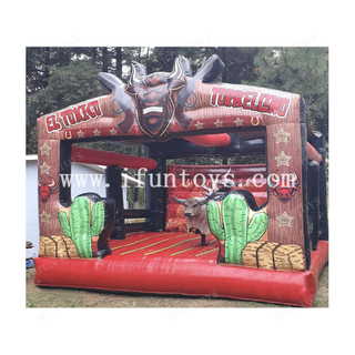Carnival Inflatable Mechanical Rodeo Bull Interactive Sports Inflatable Mechanical Bull Ride with Wild West Inflatable Mattress