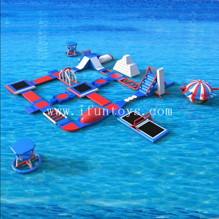 High quality 0.9mm pvc tarpaulin lake inflatable water park obstacle courses aqua fun resort waterpark 