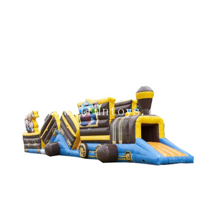 New design inflatable pirate theme train obstacle course for kids/inflatable bounce combo play tunnel for sale