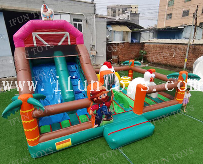 Outdoor New Farm Fun Inflatable Playland Bouncy Slide Inflatable Castle Playground Theme Park For Sale