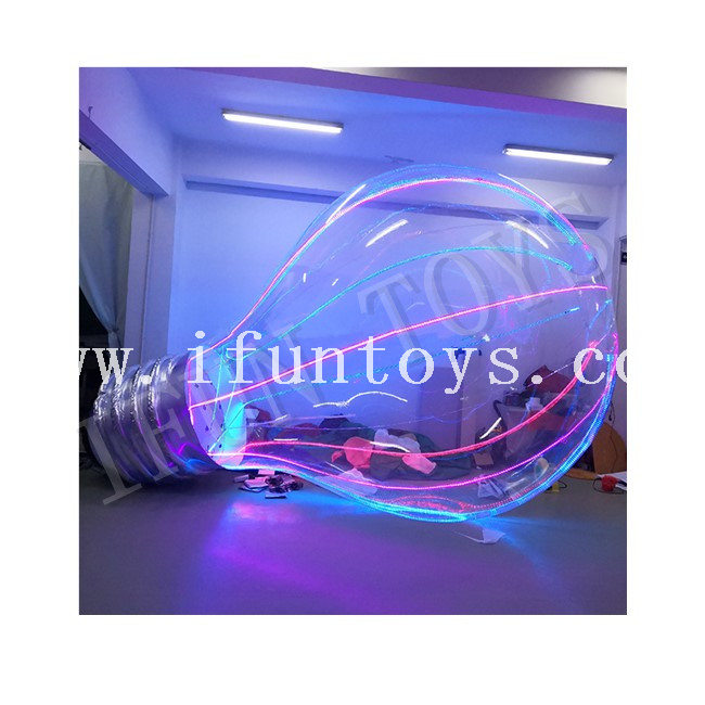 Giant Inflatable Bulb Model / Transparent Inflatable LED Light Bulb for Advertising Decoration