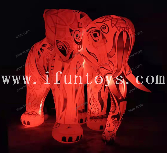 Large Inflatable Elephant Mascot / Customized Inflatable LED Light Elephant for Stage Event