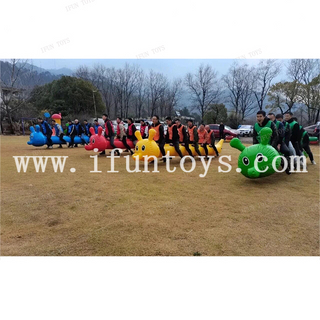 Interactive Team building games Inflatable jumping bouncy sausage Inflatable walking tube racing for party