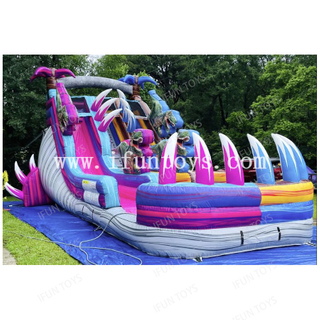 Dino Duel Centerclimb Waterslide Inflatable Dinosaur Water Slide with Pool for Kids And Adults