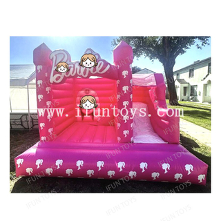 Party Rental Pink Girl Inflatable Bounce House Combo Barbies Jumping Castle with Slide for Kids and Adults