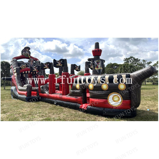 Double Lane Caribbean Pirate Slide Inflatable Bouncer Combo Black Pearl Water Slide Slip N Slide for Amusement Park