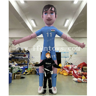 Custom Interactive Inflatable Soccer Player Character Costume with Movable Arms for Sport Events Football Mascot for Parade