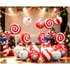 Custom Giant PVC Inflatable Christmas Candy Cane Lollipop Ornament Ball Set for Holiday Mall Stage Ceiling Hanging Decoration