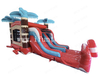 Santa Surf Shop Christmas Combo Holiday Themed Inflatable Bounce House with Water Slide for Kids and Adults
