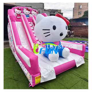 Large Hello Kitty Dual-Lane Blow Up Bouncer Slide Inflatable Pink Cat Slide for Birthday Party Rental