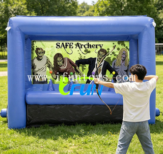 Safe Inflatable Archery Hover Ball Game Zombie Target Shooting Gallery with Foam Tipped Arrows for Halloween Carnival Event Rental 