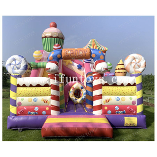 Candy Factory Bouncer Slide Combo Inflatable Kids Fun Park Jumping Bouncy with Slide