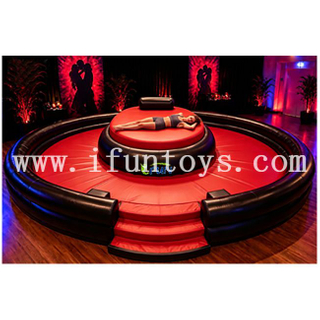 Commercial Inflatable Round Bed With Ring Frame and Steps for Indoor Nightclub Lounge and Villa Party Furniture