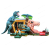 Jurassic Theme Inflatable Roaring Dinosaur Dual Lane Combo Inflatable Bouncer Castle with Slide and Pool for Birthday Party