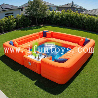 Giant Inflatable Sofa PVC Pool Ice Refrigerated Grid 4*4m Tarpaulin Indoor Outdoor Soft Lounge Summer Sport