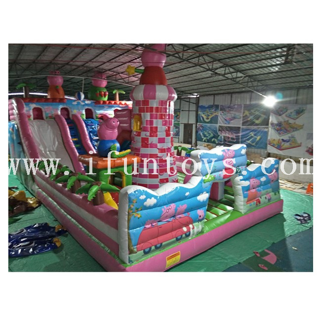  Peppa Pig Inflatable Jumping Castle / Inflatable Slide Fun City / Outdoor Amusement Park Playground