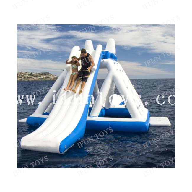 Inflatable Floating Water Playground Climb Tower with Slide And Blob / Jungle Joe Inflatable Slide with Launch Blob for Water Fun