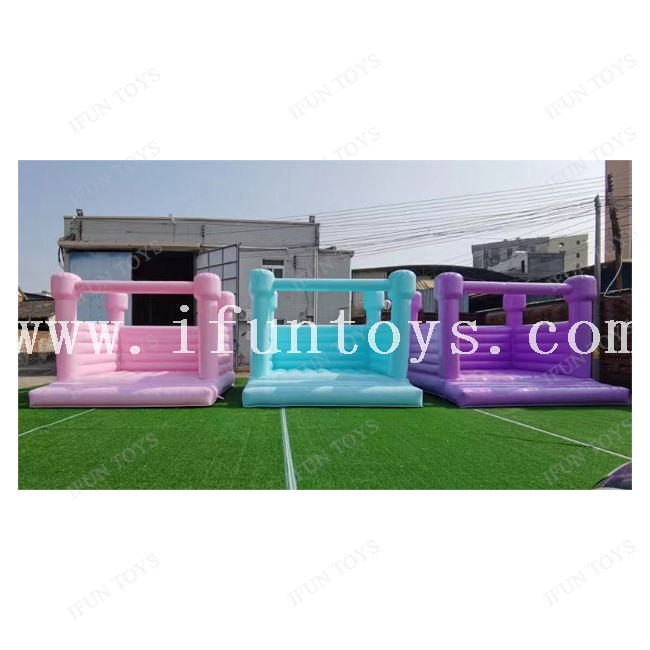 Macaron Pink Green Purple Wedding Bouncer Inflatable Jumping Bouncy Castle / Trampoline Moonwalk Play Castle for Kids and Adults