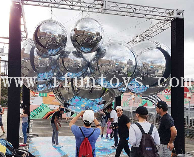 Outdoor Decoration Cheap Colorful PVC Inflatable Reflective Ball /Inflatable Christmas Mirror Sphere/Inflatable Hanging Sphere Mirror Balloon for Party Event