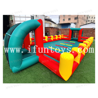 Commercial Grade 3-in-1 Inflatable PVC Material Outdoor Soccer Field & Human Foosball Combo Soap Football Pitch