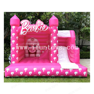 Pink Inflatable Barbie Bouncer House with Slide Princess Combo for Girls 