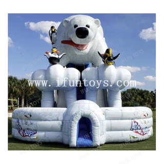 Arctic Polar Bear Plunge Inflatable Dry Slide Inflatable Soft Playground Fun City Bouncer Slide Combo for Children
