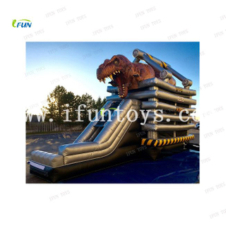 Giant silver Inflatable dinosaur bouncer jumping castle T-Rex inflatable bounce house for kids and adults