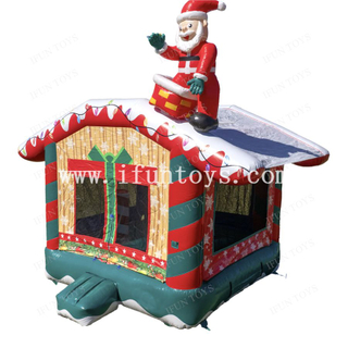 Holiday Themed Christmas Bounce House Inflatable Santa Jumping Castle Jumping Trampoline for Children