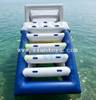 PVC Inflatable Floating Triangular Water Slide Heavy Duty Water Park Island Slide with Canopy for Lake Pool River/Backyard