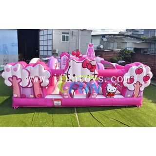 Commercial Outdoor Hello Kitty Inflatable Obstacle Course Bouncy Castle Bounce House with Slide for Kids