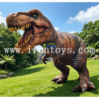 Realistic Giant Inflatable Tyrannosaurus Rex Dragon Statue 5m Built-In Fan Digital Printing Jurassic Theme Event Decorations Model