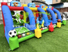PVC 4 in 1 Inflatable Sports Carnival Games 4 Lane Interactive Soccer Basketball Shooting Target Toss Game for Party Rental