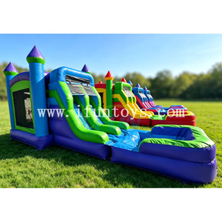 PVC Inflatable Bounce House Castle Water Slide Combo Wet Dry Bouncy Castle with Detachable Splash Pool for Party Rental 