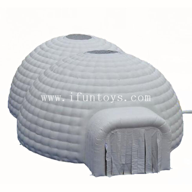 Outdoor 2 domes combined inflatable wedding lawn igloo tent for events