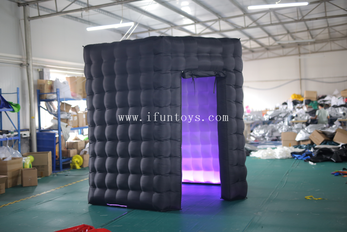 Commercial led inflatable hexagon photobooth tent/inflatable photo booth enclosure /inflatable photobooth background