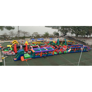 Extra Large Custom Made PVC Inflatable Obstacle Course with Rush Race Track & Mud Assault for Commercial Use-Adult & Kids