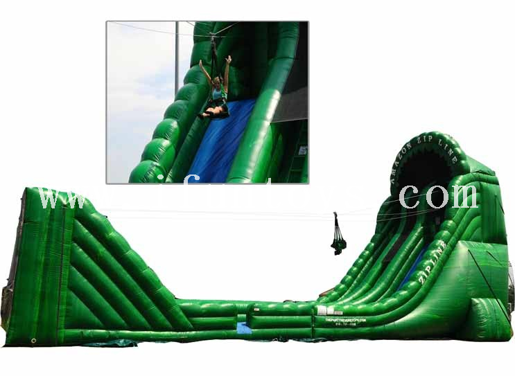 Double Lanes Inflatable Zip Line Slide / Slide Ropeway / Cableway Game for Kids And Adults