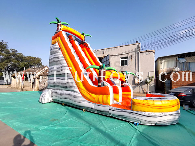 Backyard Inflatable Palm Tree Water Slide with Pool / Wet Slide for Kids