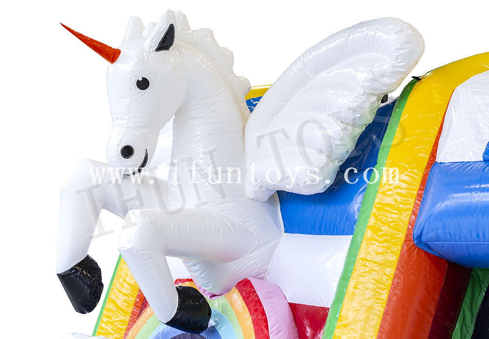 Inflatable Unicorn Bouncy Castle with Slide / Fun Jumping Bounce House Combo for Party