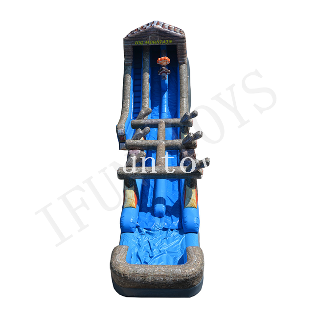Inflatable Log Mountain Wave Water Slide / Inflatable Slides with Water Pool