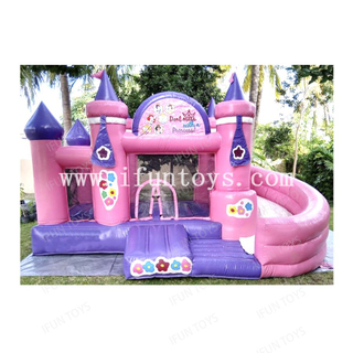 Princess Bouncer House Inflatable Pink Jumper Bouncy Castle with Slide Combo for Kids
