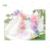 Indoor kids mini inflatable white bounce house with curved slide combo bouncy castle ball pit for rental