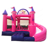 Party Time Inflatable Princess Bouncy Castle with Curved Slide Pink Jumping Bouncer Soft Play House for Girls' Birthday Party