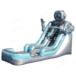 Amusement Park Inflatable Robot Slide Backyard Inflatable Water Slide with Pool for Party