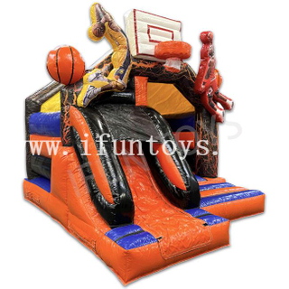 Basketball Theme Jumping Bouncer Combo with Basketball Hoop Inflatable Bouncy Castle for Carnival Party
