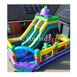Purple Monster Theme Jumping Trampoline Combo Inflatable Bouncer Slide Kids Soft Playground for Party Rental