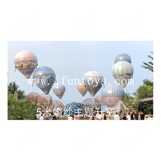 Wedding Decoration 5m Tall Inflatable Helium Hot Air Balloon Advertising Floating Sky Balloon with Full Printing for Party Event