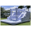 Double Lane Bouncer Combo Pastel Blue Wet Dry Inflatable Jumping Bouncy Castle with Slide and Ocean Ball Pit for Pary / Event
